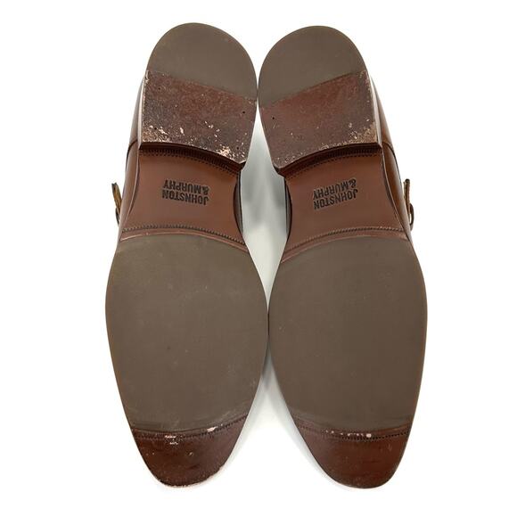 Johnston & Murphy Men Monk Strap Dress Shoes Sz 11M McClain Brown Leather Almond - Picture 8 of 14
